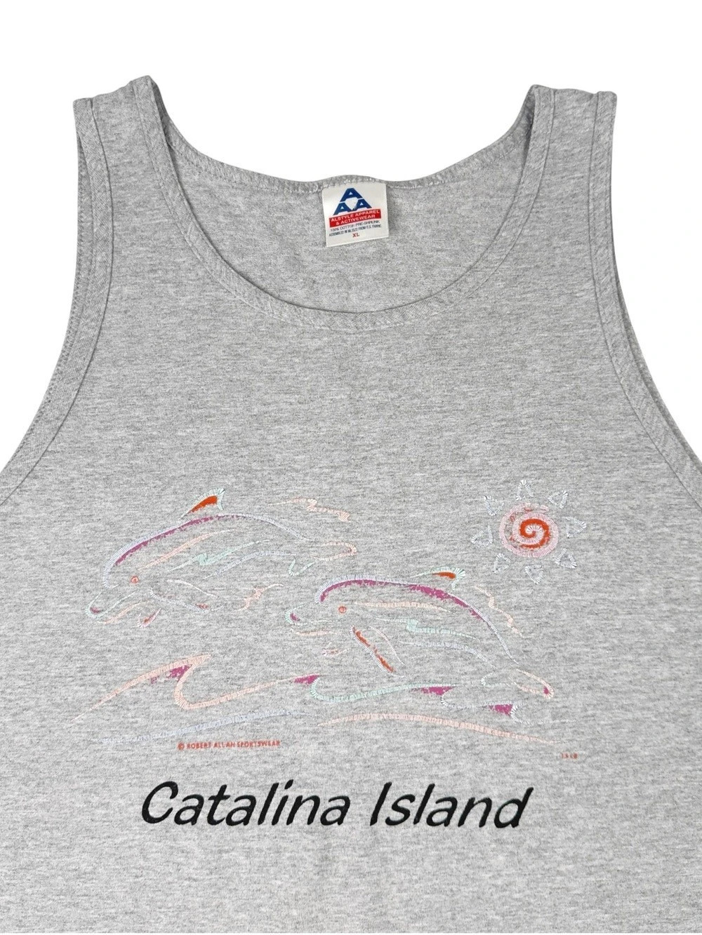 Vintage 90s Robert Allan Sportswear Catalina Island Dolphins Tank Top XL